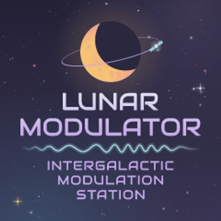 Lunar Modulator's start screen: a crescent moon and a satellite over its name